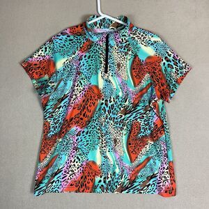 Tzu Tzu Top‎ Womens XXL Multicolor 1/4 Zip Short Sleeve Lightweight Golf Adult